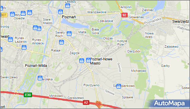 mapa Nowe Miasto gmina Poznań, Nowe Miasto gmina Poznań na mapie Targeo