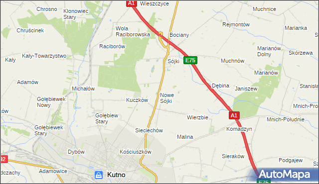 mapa Nowe Sójki, Nowe Sójki na mapie Targeo