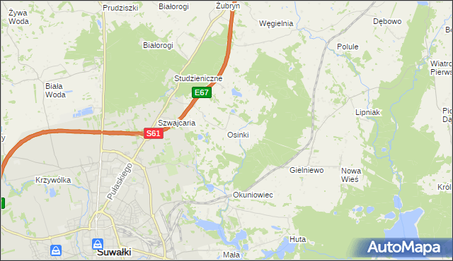 mapa Osinki gmina Suwałki, Osinki gmina Suwałki na mapie Targeo