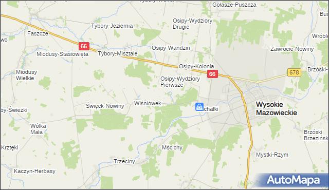 mapa Osipy-Zakrzewizna, Osipy-Zakrzewizna na mapie Targeo