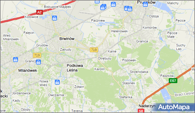 mapa Otrębusy, Otrębusy na mapie Targeo