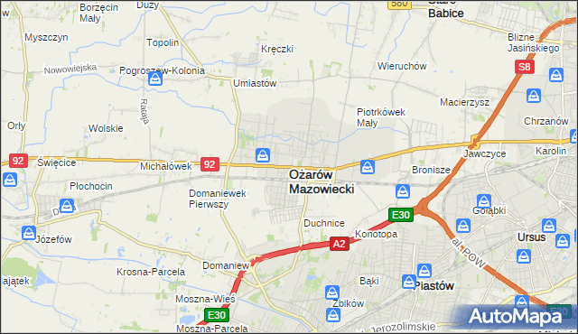 mapa Ożarów Mazowiecki, Ożarów Mazowiecki na mapie Targeo