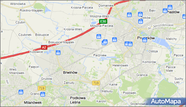 mapa Parzniew, Parzniew na mapie Targeo