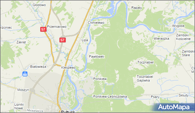 mapa Pawłówek-Gajówka, Pawłówek-Gajówka na mapie Targeo