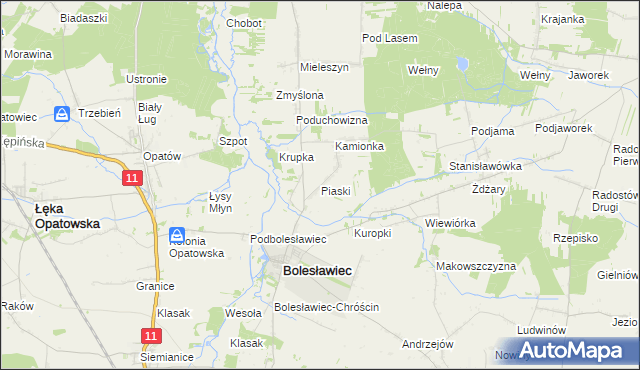 mapa Piaski gmina Bolesławiec, Piaski gmina Bolesławiec na mapie Targeo