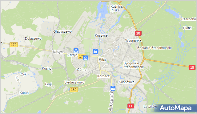 mapa Piły, Piła na mapie Targeo