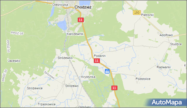 mapa Podanin, Podanin na mapie Targeo