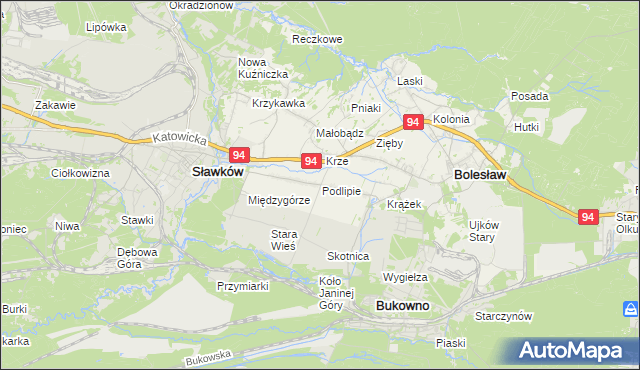 mapa Podlipie gmina Bolesław, Podlipie gmina Bolesław na mapie Targeo