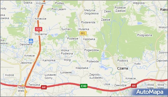 mapa Pogwizdów gmina Czarna, Pogwizdów gmina Czarna na mapie Targeo