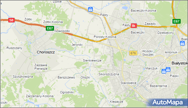 mapa Porosły, Porosły na mapie Targeo