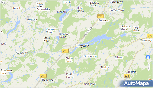 mapa Przywidz powiat gdański, Przywidz powiat gdański na mapie Targeo