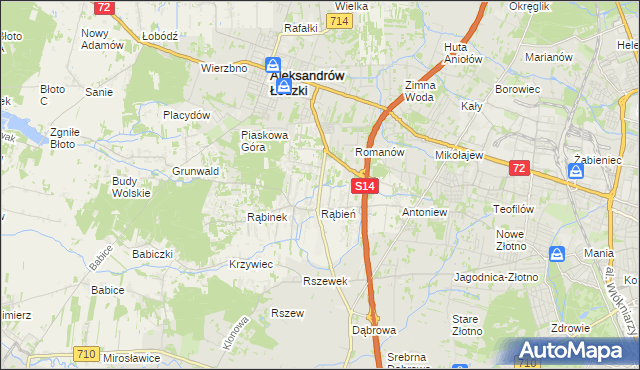 mapa Rąbień AB, Rąbień AB na mapie Targeo