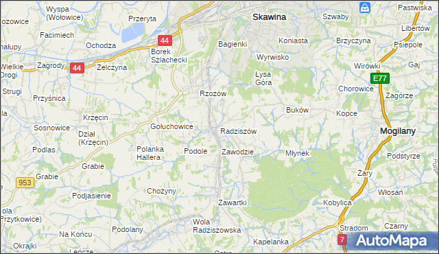 mapa Radziszów, Radziszów na mapie Targeo