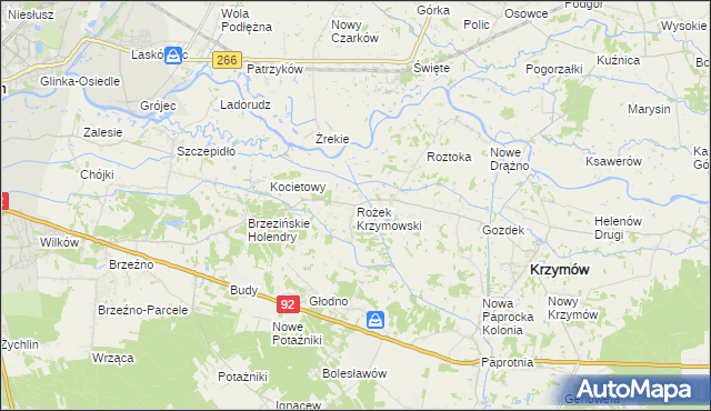 mapa Rożek Krzymowski, Rożek Krzymowski na mapie Targeo