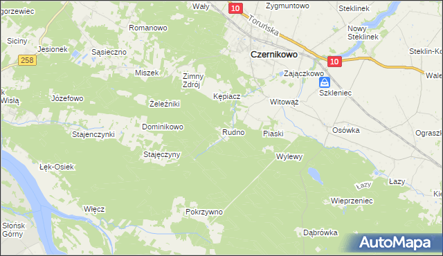 mapa Rudno gmina Czernikowo, Rudno gmina Czernikowo na mapie Targeo