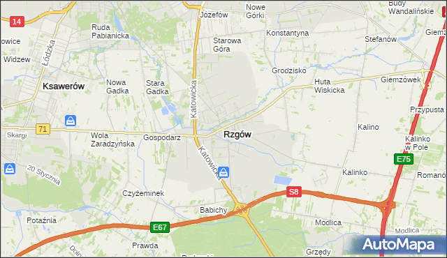 mapa Rzgów powiat łódzki wschodni, Rzgów powiat łódzki wschodni na mapie Targeo