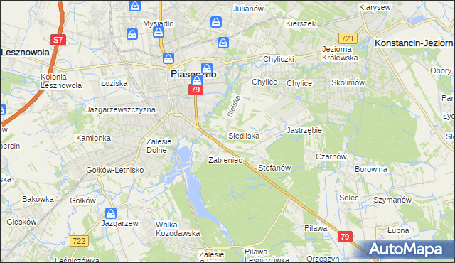 mapa Siedliska gmina Piaseczno, Siedliska gmina Piaseczno na mapie Targeo