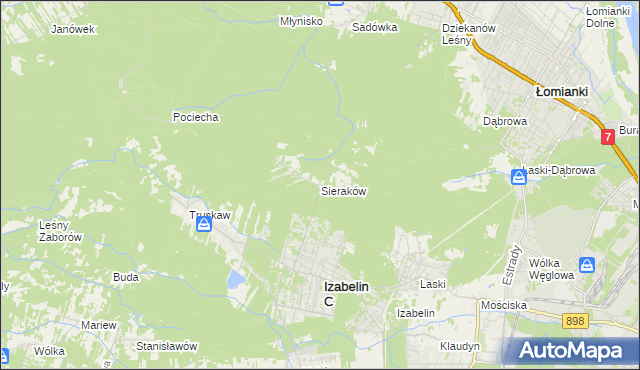 mapa Sieraków gmina Izabelin, Sieraków gmina Izabelin na mapie Targeo
