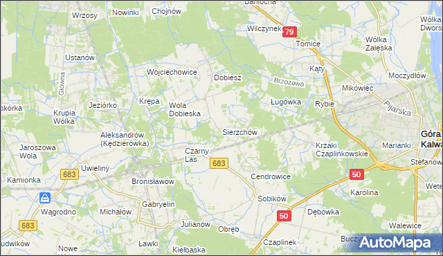 mapa Sierzchów gmina Góra Kalwaria, Sierzchów gmina Góra Kalwaria na mapie Targeo