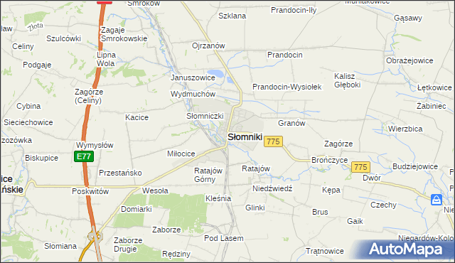 mapa Słomniki, Słomniki na mapie Targeo