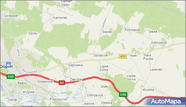 mapa Sprzęcice, Sprzęcice na mapie Targeo