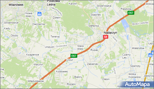 mapa Stara Wieś gmina Nadarzyn, Stara Wieś gmina Nadarzyn na mapie Targeo