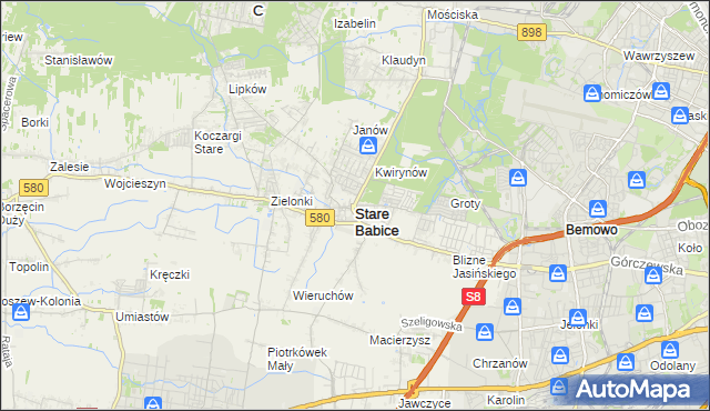 mapa Stare Babice, Stare Babice na mapie Targeo