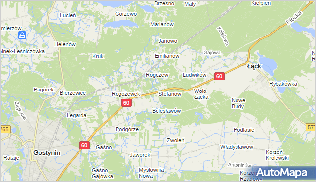 mapa Stefanów gmina Gostynin, Stefanów gmina Gostynin na mapie Targeo