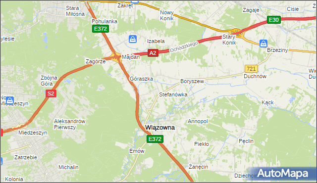 mapa Stefanówka gmina Wiązowna, Stefanówka gmina Wiązowna na mapie Targeo