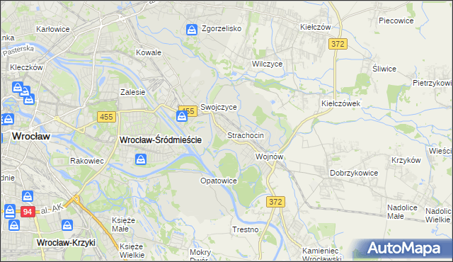 mapa Strachocin gmina Wrocław, Strachocin gmina Wrocław na mapie Targeo