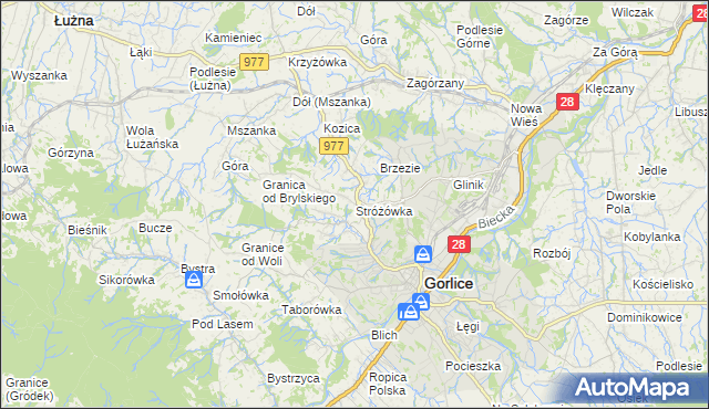 mapa Stróżówka, Stróżówka na mapie Targeo