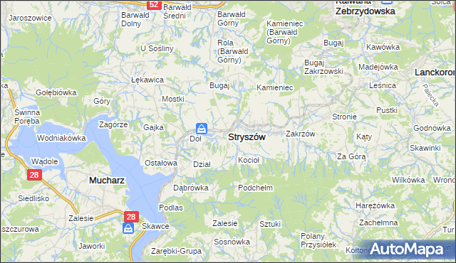 mapa Stryszów, Stryszów na mapie Targeo