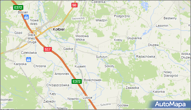 mapa Sufczyn gmina Kołbiel, Sufczyn gmina Kołbiel na mapie Targeo