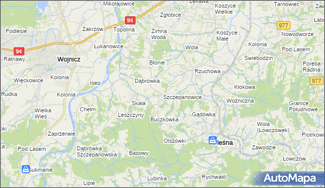 mapa Szczepanowice gmina Pleśna, Szczepanowice gmina Pleśna na mapie Targeo