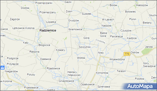 mapa Szczytniki gmina Proszowice, Szczytniki gmina Proszowice na mapie Targeo