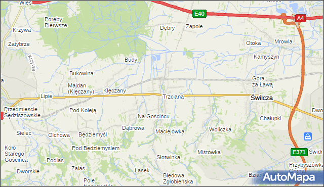 mapa Trzciana gmina Świlcza, Trzciana gmina Świlcza na mapie Targeo