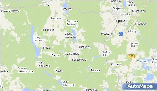 mapa Tuszkowy, Tuszkowy na mapie Targeo