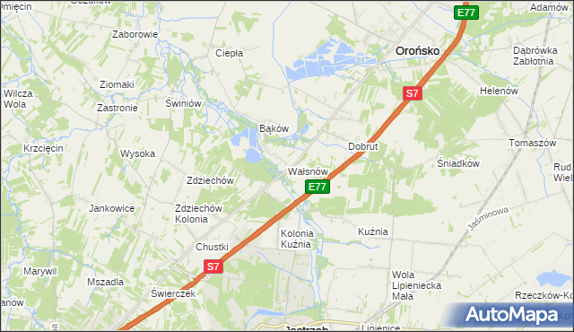 mapa Wałsnów, Wałsnów na mapie Targeo