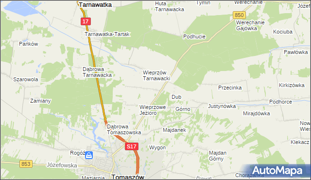 mapa Wieprzów Ordynacki, Wieprzów Ordynacki na mapie Targeo