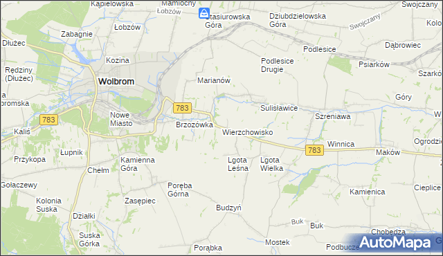 mapa Wierzchowisko gmina Wolbrom, Wierzchowisko gmina Wolbrom na mapie Targeo