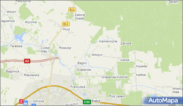 mapa Wilczyn gmina Biała Podlaska, Wilczyn gmina Biała Podlaska na mapie Targeo