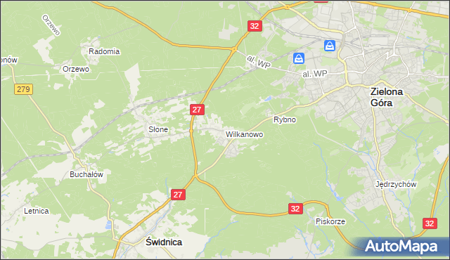 mapa Wilkanowo gmina Świdnica, Wilkanowo gmina Świdnica na mapie Targeo