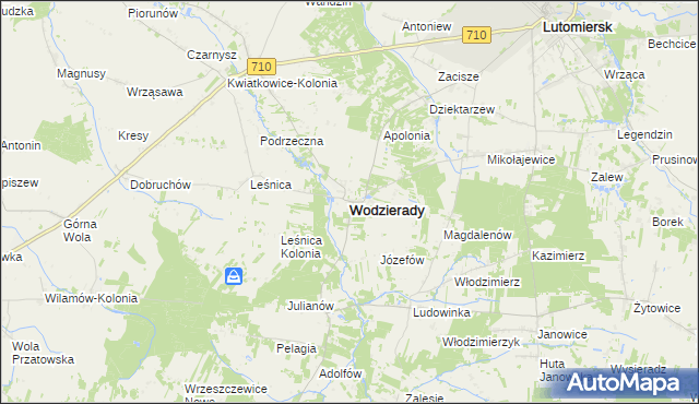 mapa Wodzierady, Wodzierady na mapie Targeo