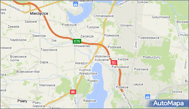 mapa Wojkowice Kościelne, Wojkowice Kościelne na mapie Targeo