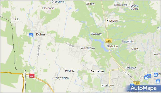 mapa Wołczkowo, Wołczkowo na mapie Targeo