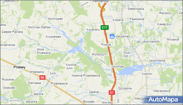 mapa Wysoczyn gmina Grójec, Wysoczyn gmina Grójec na mapie Targeo