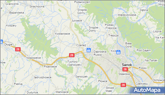 mapa Zabłotce gmina Sanok, Zabłotce gmina Sanok na mapie Targeo