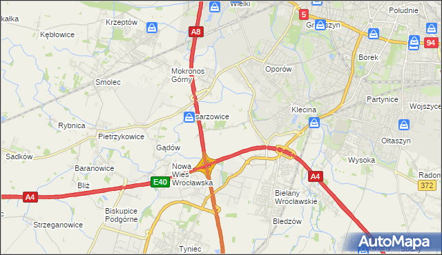 mapa Zabrodzie gmina Kąty Wrocławskie, Zabrodzie gmina Kąty Wrocławskie na mapie Targeo