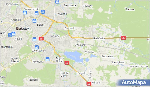 mapa Zaścianki gmina Supraśl, Zaścianki gmina Supraśl na mapie Targeo