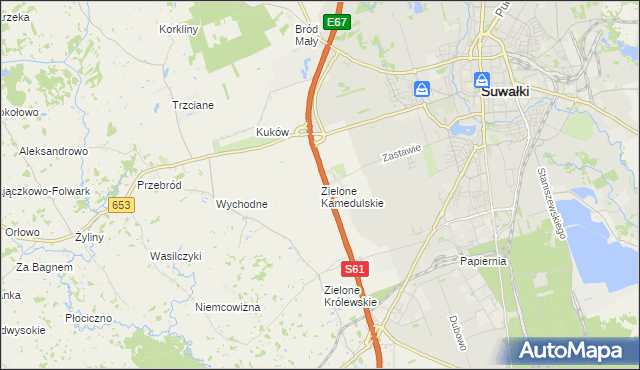 mapa Zielone Kamedulskie, Zielone Kamedulskie na mapie Targeo